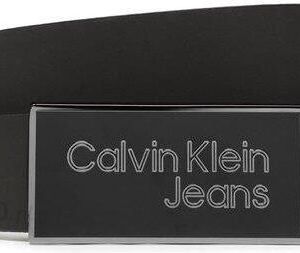 Calvin Klein Jeans Pasek Męski Logo Plaque Leather Belt 35mm K50K510161 Czarny