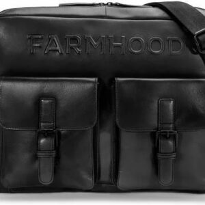 Farmhood Memphis Briefcase Messenger Skórzany 38 cm Komora na laptopa black