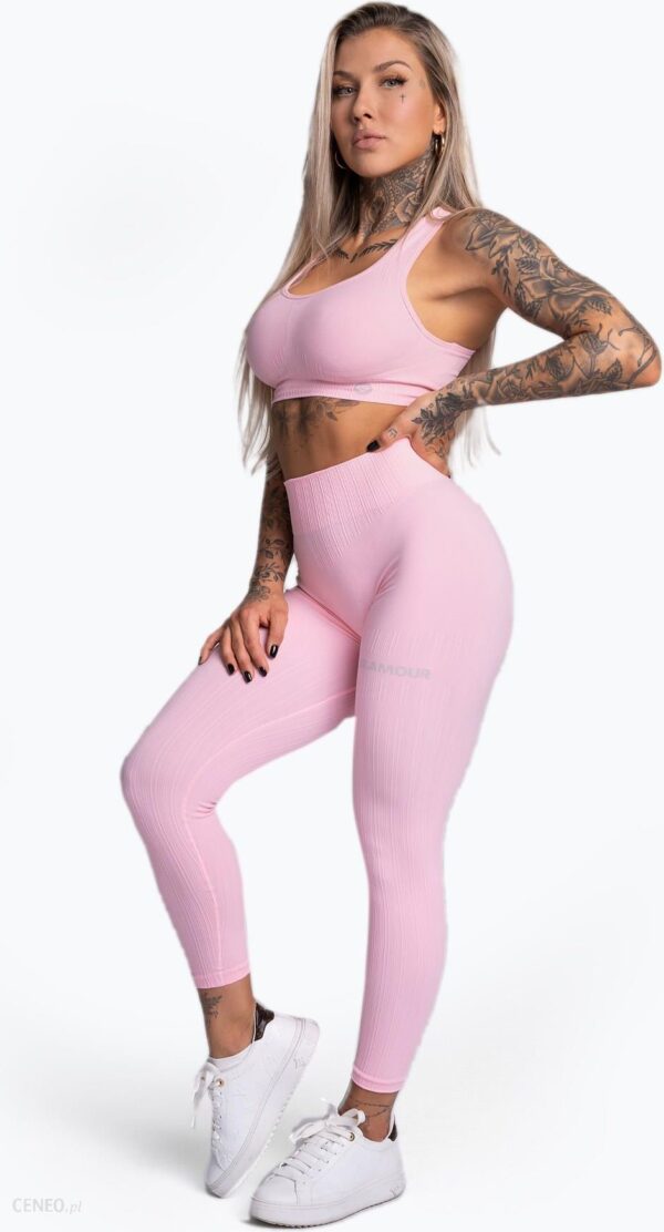 Gym Glamour Legginsy Treningowe Damskie Push Up Jasnoróżowe 408