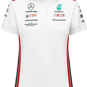 Koszulka polo damska Team biała Mercedes AMG F1 2023