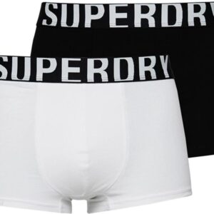 Męskie Bokserki Superdry Organic Cotton Trunk Dual Logo Double Pack M3110345A33B – Czarny