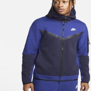 Nike Męska bluza z kapturem i zamkiem na całej długości Nike Sportswear Tech Fleece - Niebieski