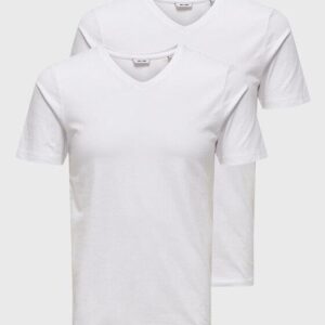 Only & Sons Komplet 2 t-shirtów Basic 22021926 Biały Slim Fit