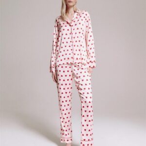 Reserved - Dwuczęściowa piżama w serca - Różowy