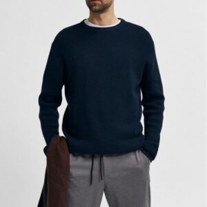 Selected Homme Sweter Rocks 16079776 Granatowy Regular Fit
