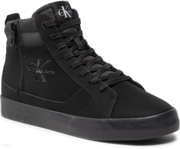 Sneakersy CALVIN KLEIN JEANS - Vukcanized Laceup Mid Zip YM0YM004830GT Triple Black 0GT