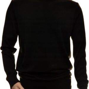 Sweter męski czarny gładki z kaszmiru i wełny merynosów XXL 2XL