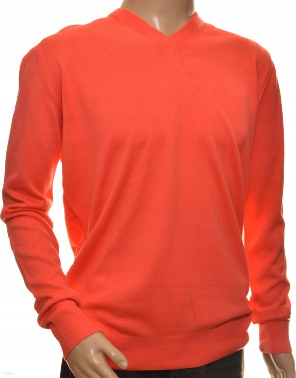 Sweter męski gładki szpic z kaszmiru i wełny merynosów 3XL orange