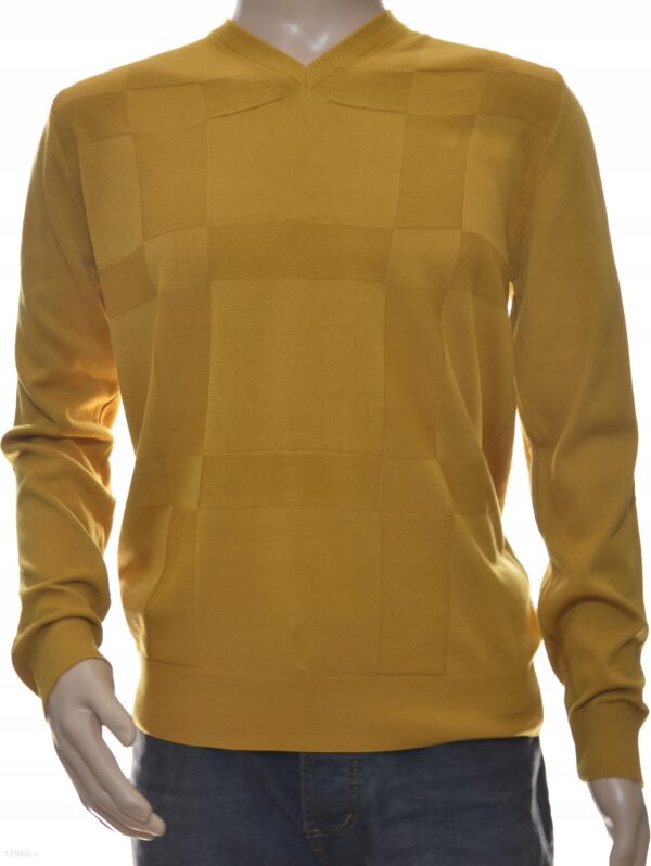 Sweter męski w serek z kaszmiru i wełny merynosów XL